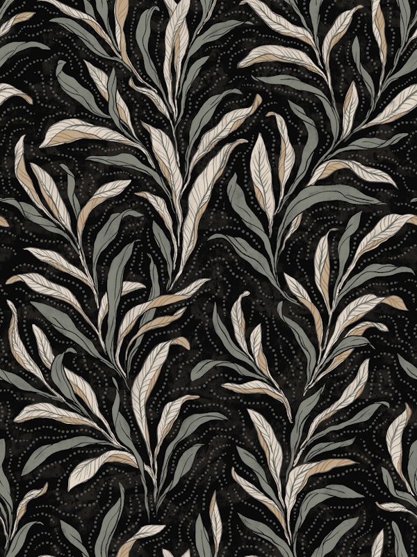 Boho Leaves - black & beige