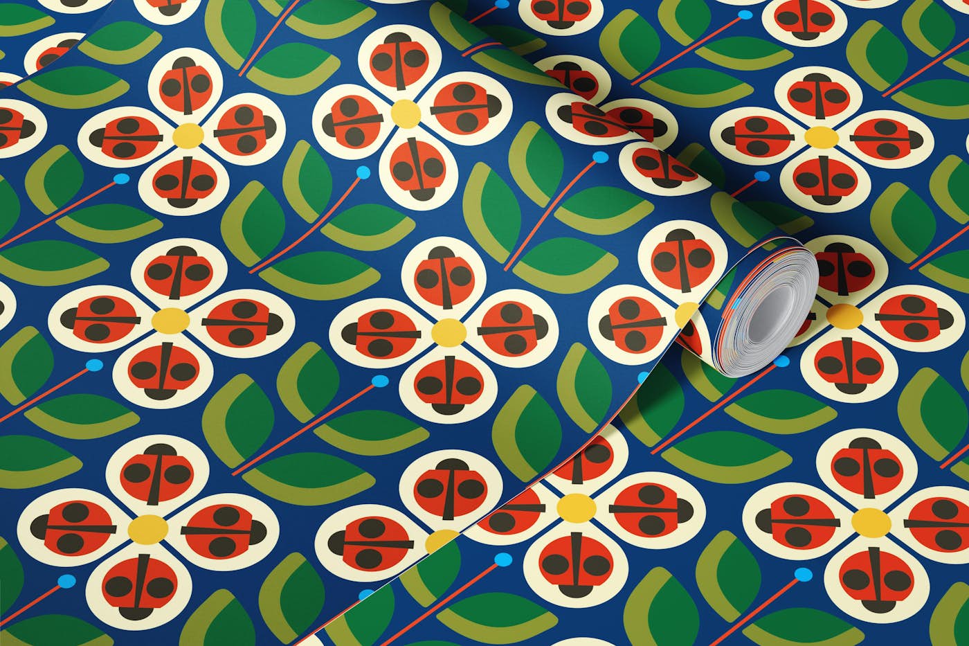 Lady Beetle Bloom wallpaper roll