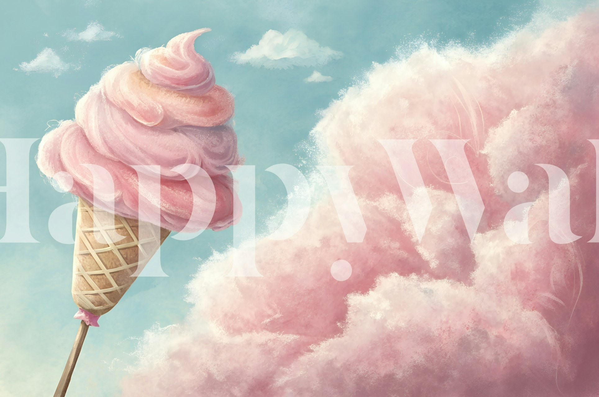 Cotton Candy Sky Dream wallpaper in a room