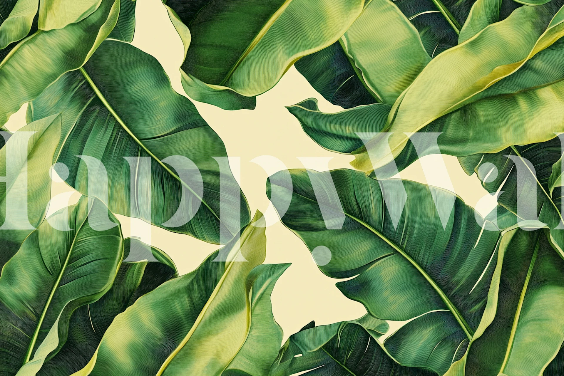 Tropical banana leaf wallpaper in a room