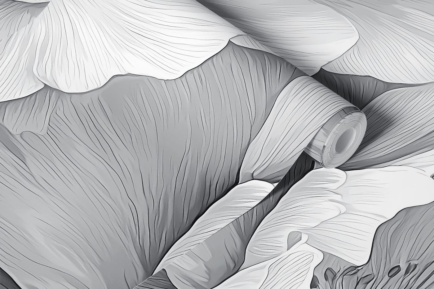 Monochrome Peony Bloom wallpaper roll