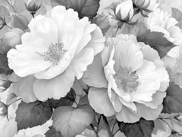 Monochrome Peony Bloom