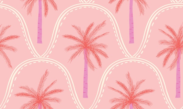 Summer pink preppy boho palm tree