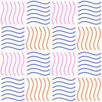 Playful Checkered Stripes Waves Pattern behang
