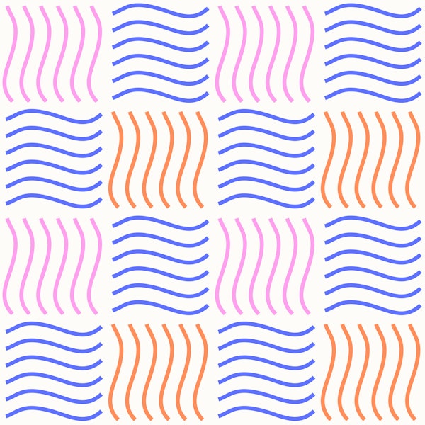 Playful Checkered Stripes Waves Pattern
