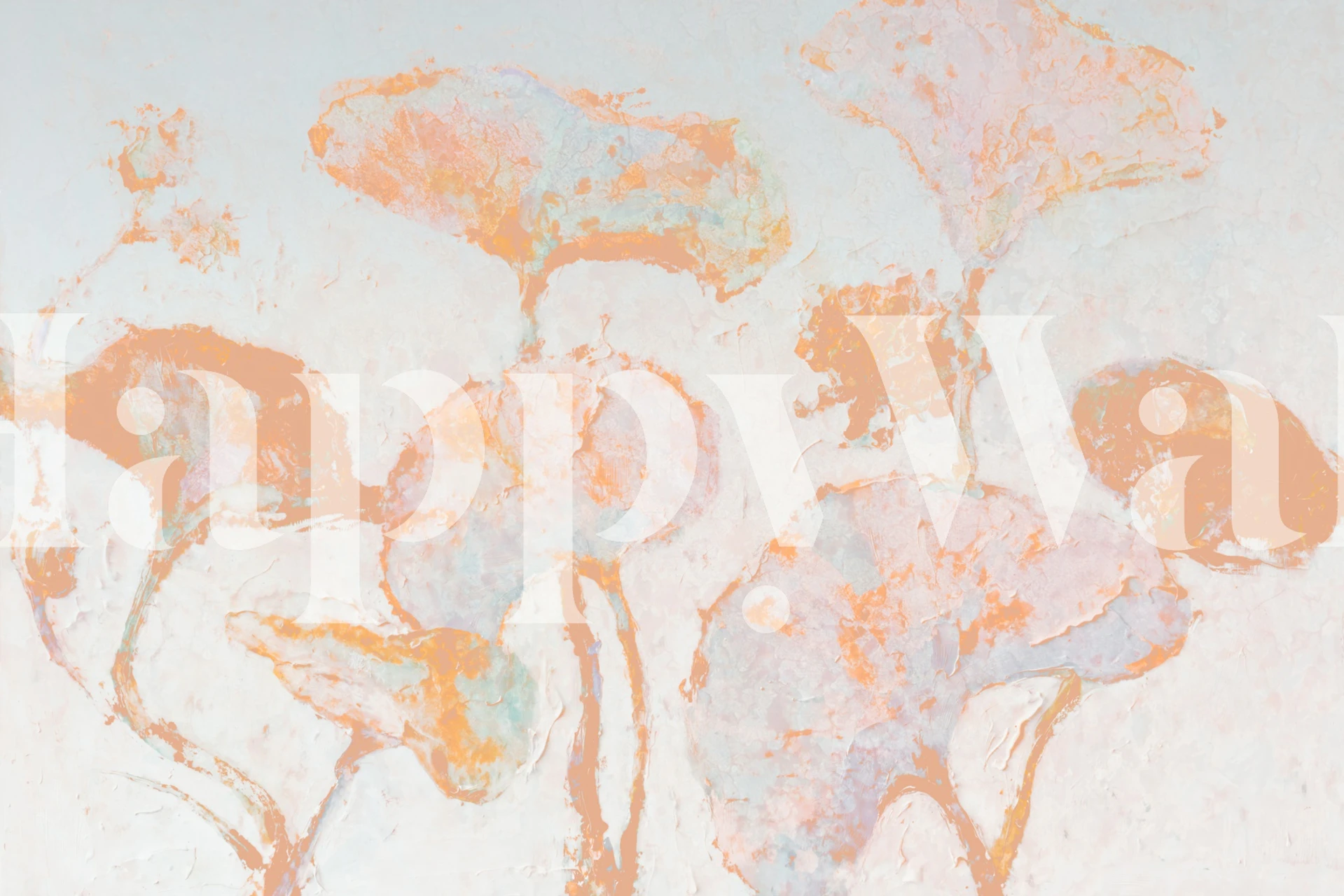Pastel poppy garden wallpaper in a room