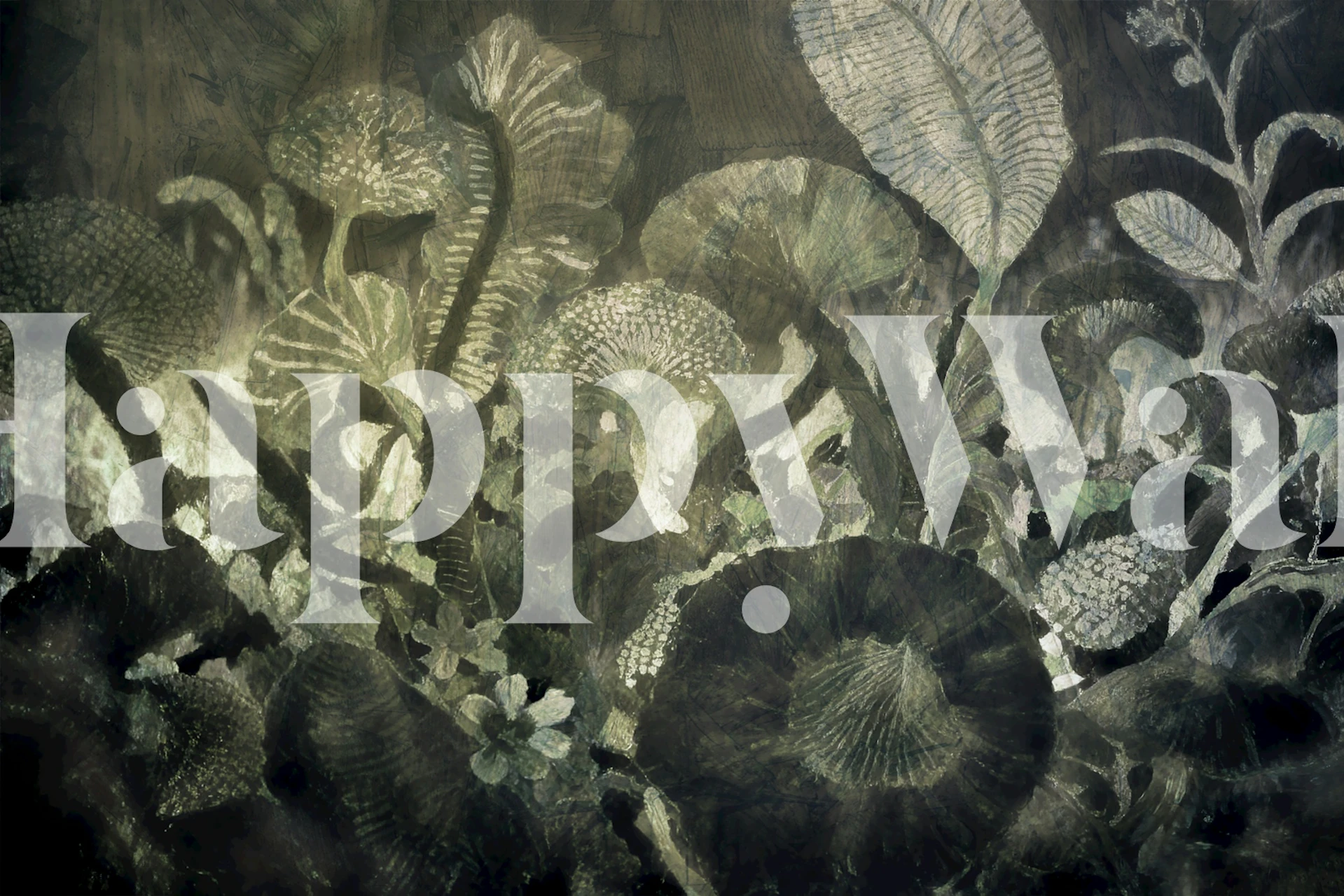 Tapeta Moody Forest Botanicals prikazana u sobi