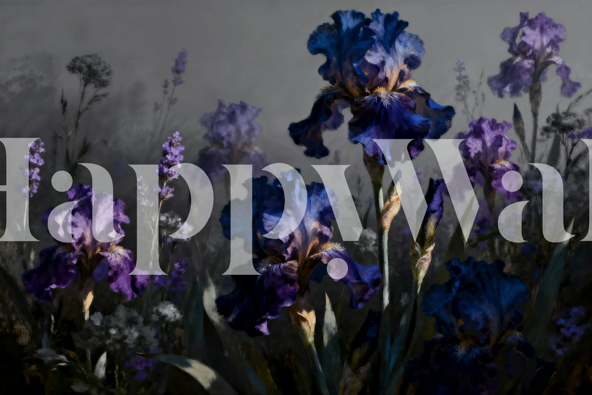 Midnight Iris Garden wallpaper in a room