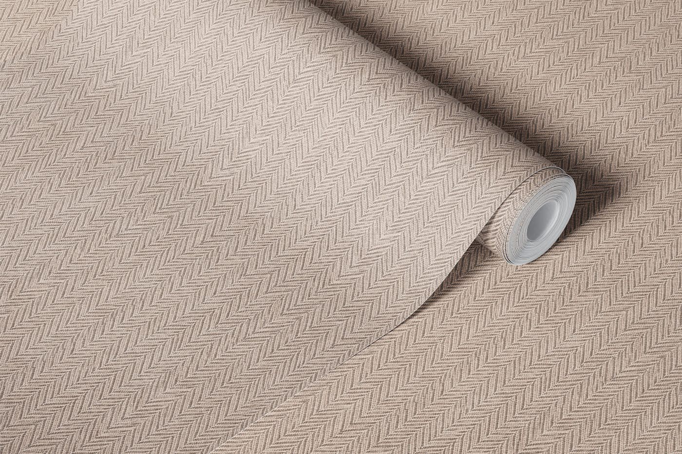 Classic tweed herringbone texture tan brown wallpaper roll