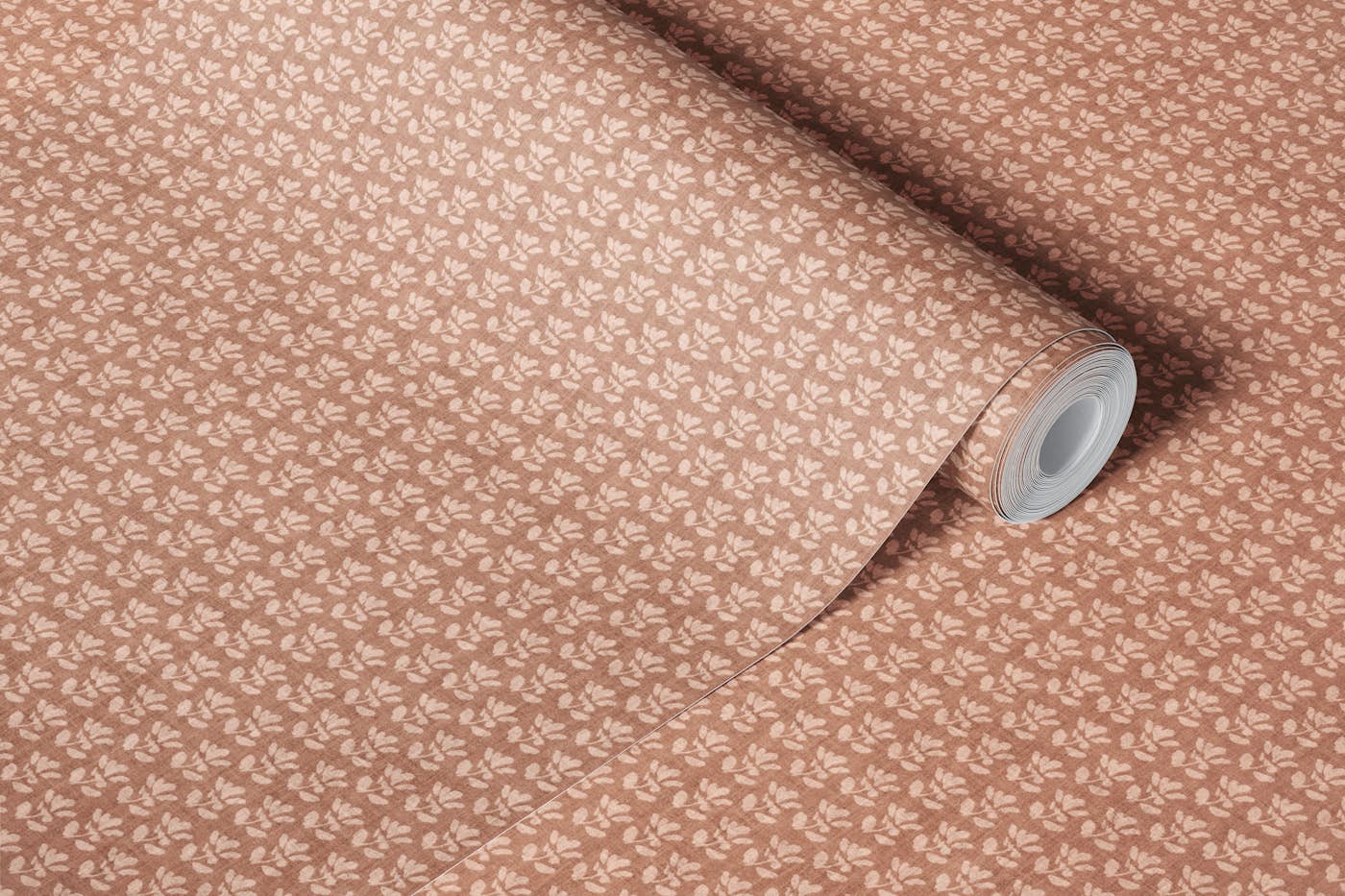 Ordered petals light terracotta floral wallpaper roll