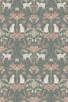 Meow in Bloom – Forest Green tapetit