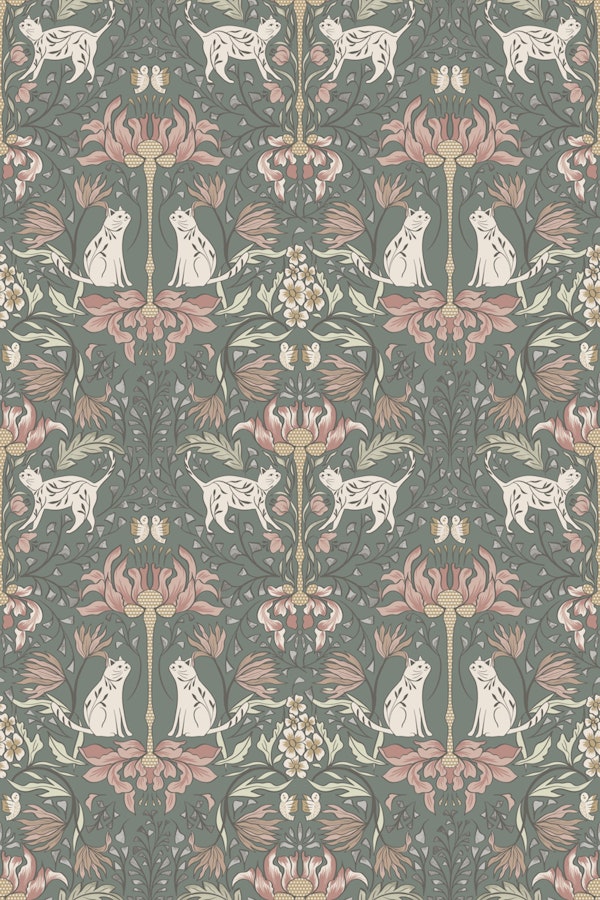 Meow in Bloom – Forest Green