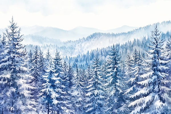Snowy Blue Mountain Pines
