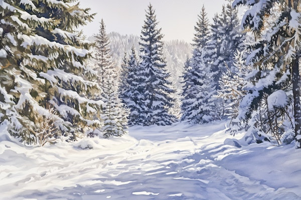Snowy Pine Forest Path