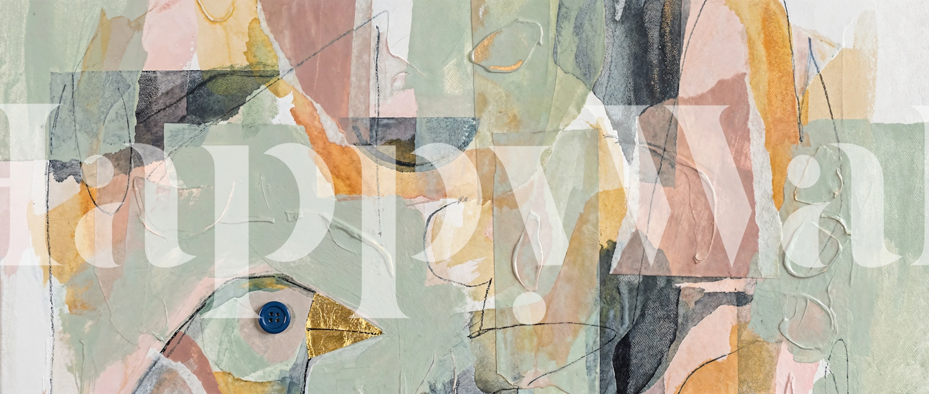 Carta da parati Minimal Bird Collage mostrata in una stanza