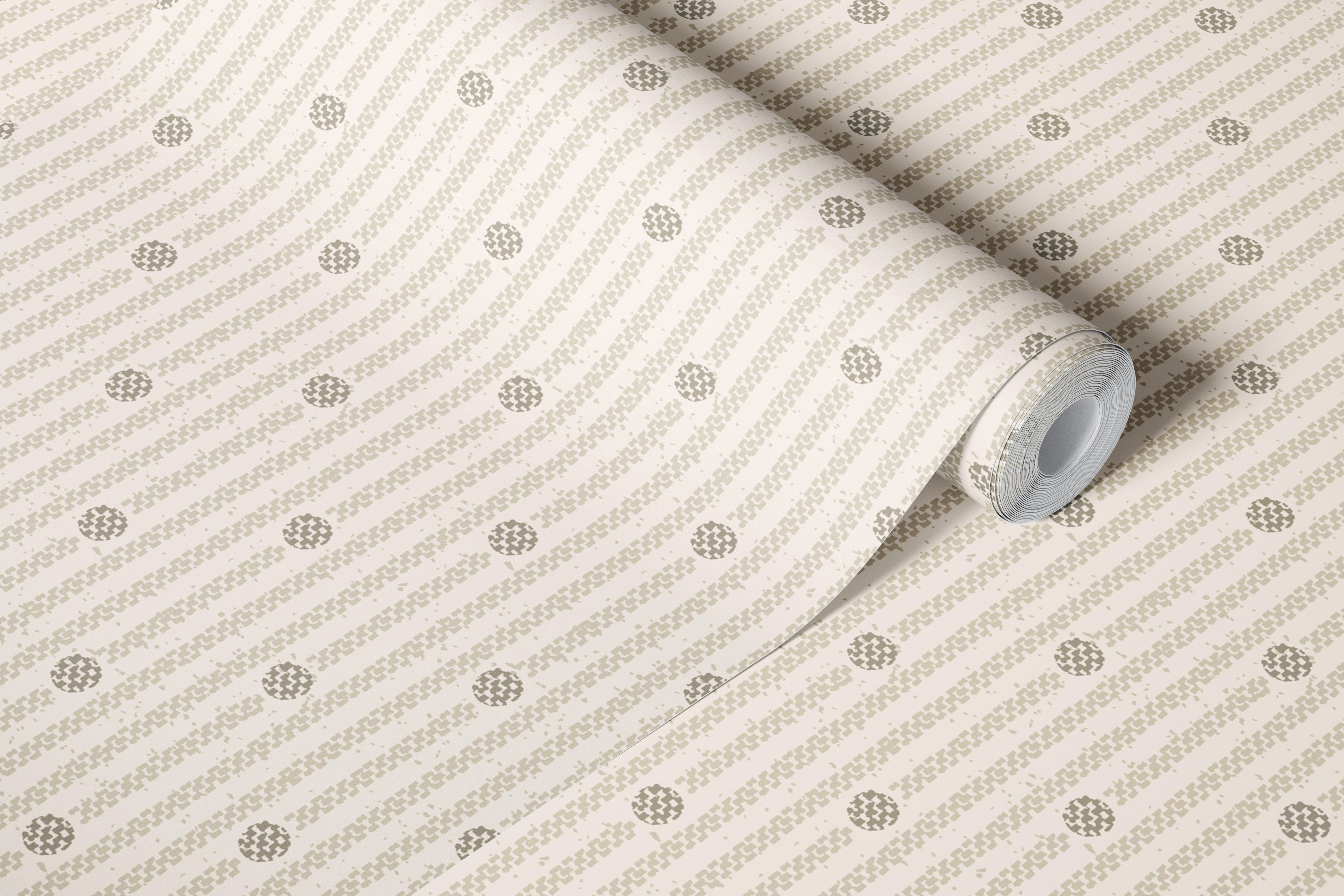 Dottie linen dots and stripes sand wallpaper in a room