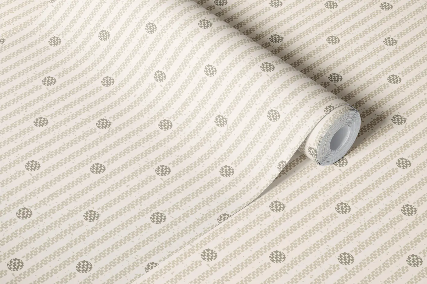 Dottie linen dots and stripes sand - Large wallpaper roll