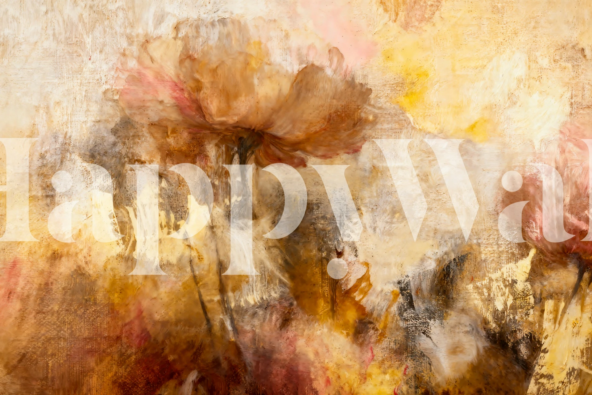 Golden Blush Floral Abstract wallpaper in a room