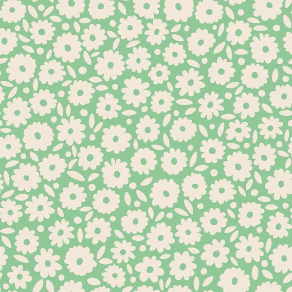 Cute Scandi Ditsy Daisy - Spring Green