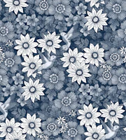 Happy Hummingbird Habitat in navy blue wallpaper
