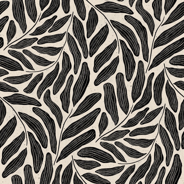 Big Bold Leaves Monochrome Black