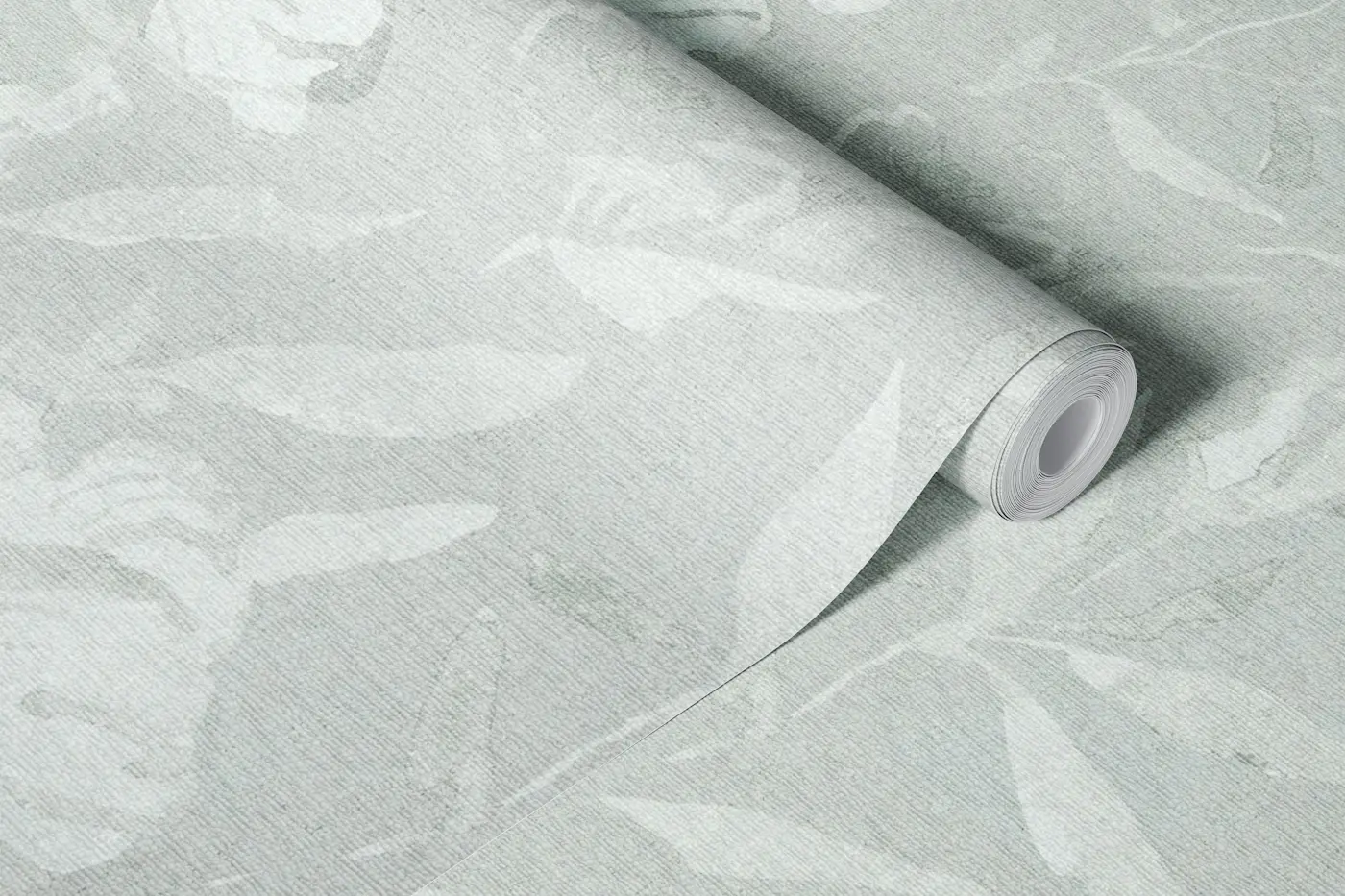 Soft blooms mural teal gray timeless floral wallpaper roll
