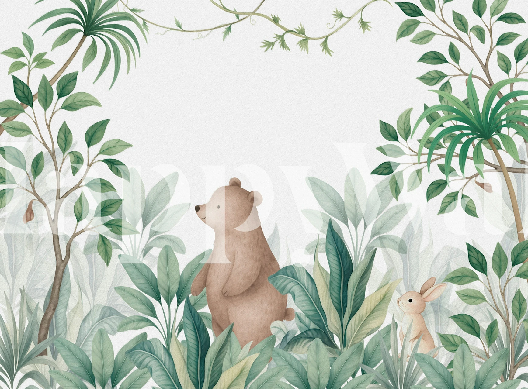Playful jungle tale wallpaper with animals