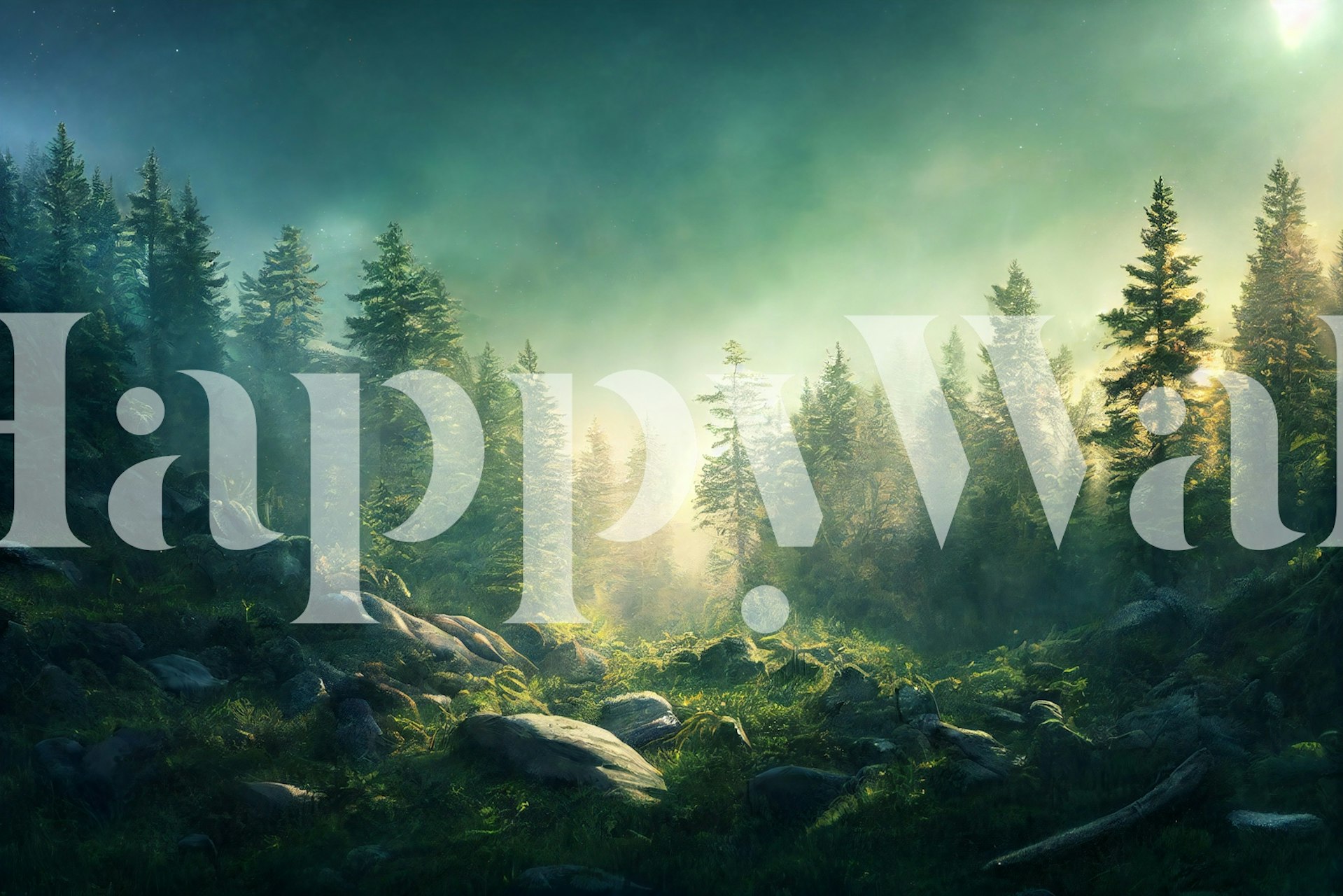 Lush Green Wilderness behang in een kamer