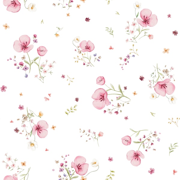 Soft Pink Wildflowers In White