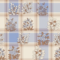 Retro prairie flowers patchwork light blue wallpaper