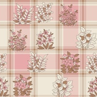 Retro prairie flowers patchwork pink wallpaper