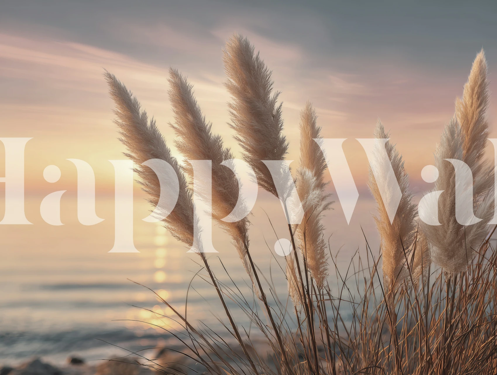 Pampas grass wallpaper i et rum