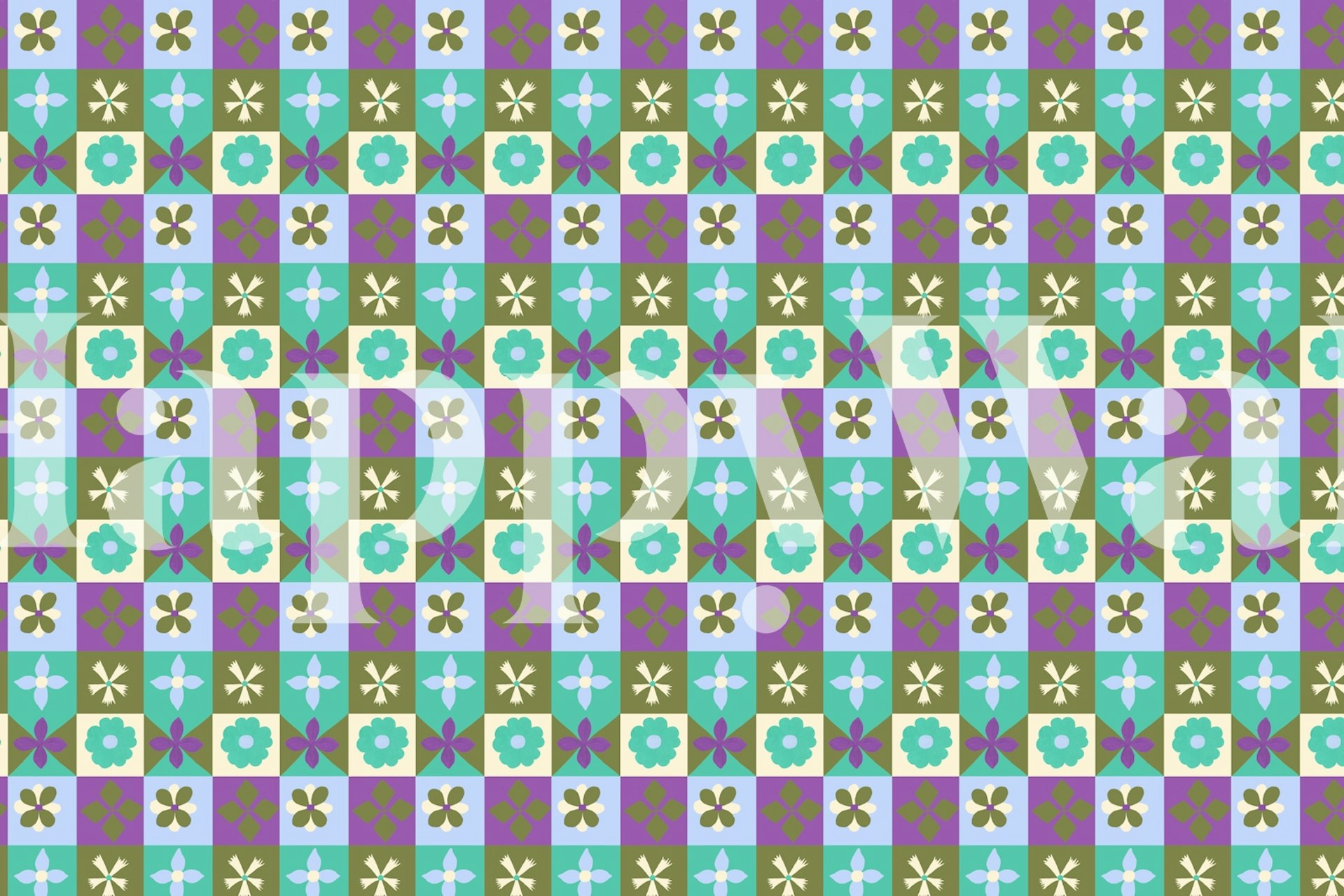 Folktile Tapete in einem modernen Raumsetting