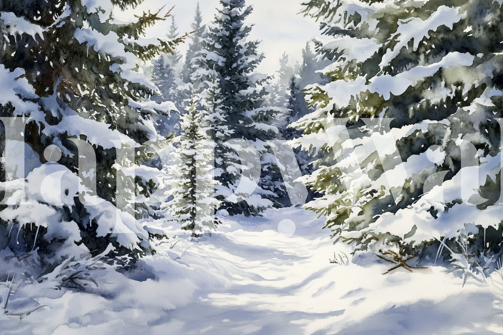 Misty winter forest trail tapeta u sobi