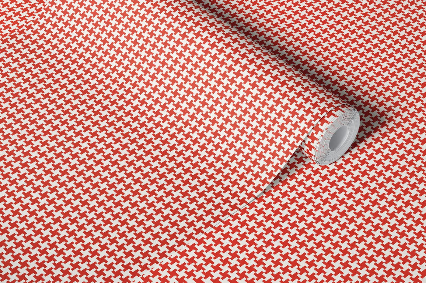 Bold Red White Houndstooth wallpaper roll