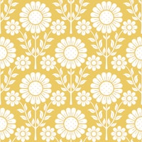 Retro Scandi Daisy Garden - Muted Yellow - M wallpaper