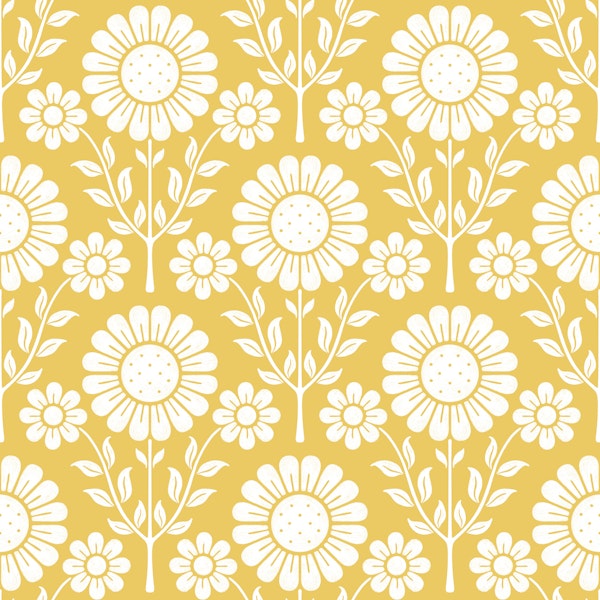 Retro Scandi Daisy Garden - Muted Yellow - M