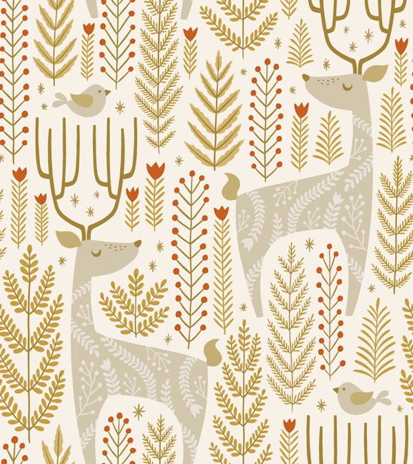 Scandi folk deer forest - golden beige
