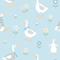 Geese chasing bees light blue papiers peint