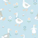 Geese chasing bees light blue