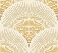 japandi feather scallops - beige mustard wallpaper