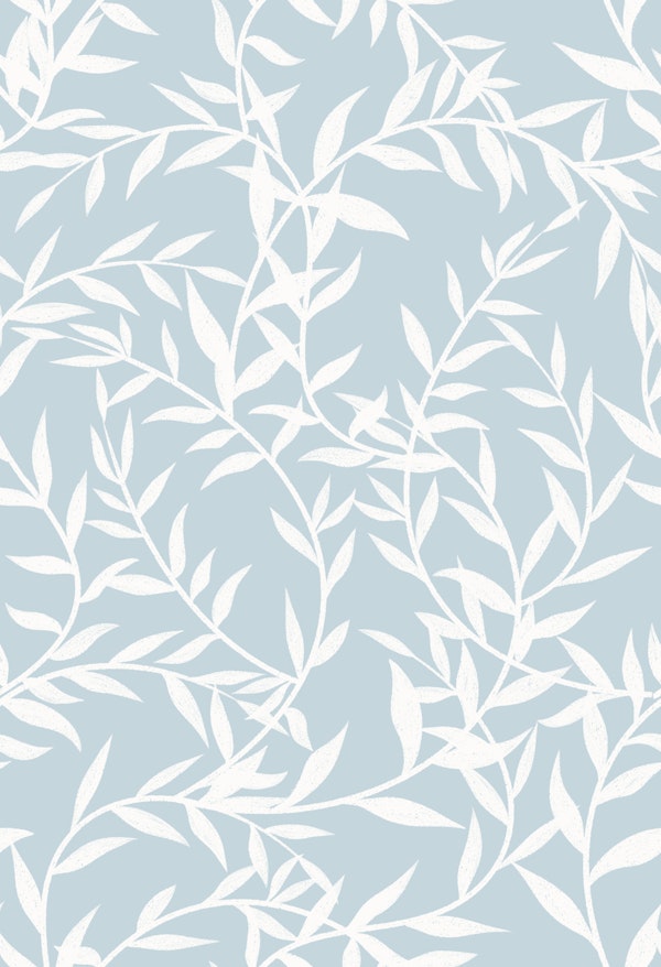 Elegant Leaf Branches in Light Blue