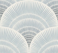 japandi feather scallops - faded blue wallpaper
