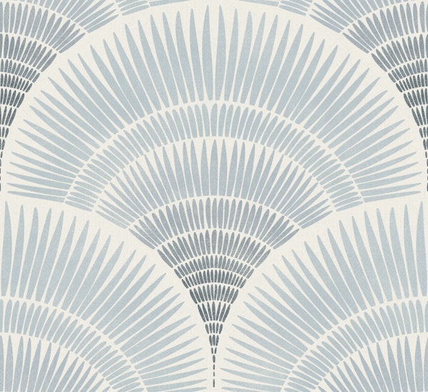 japandi feather scallops - faded blue