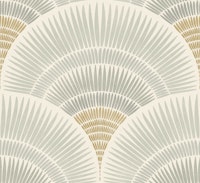 japandi feather scallops - grey sage ochre wallpaper
