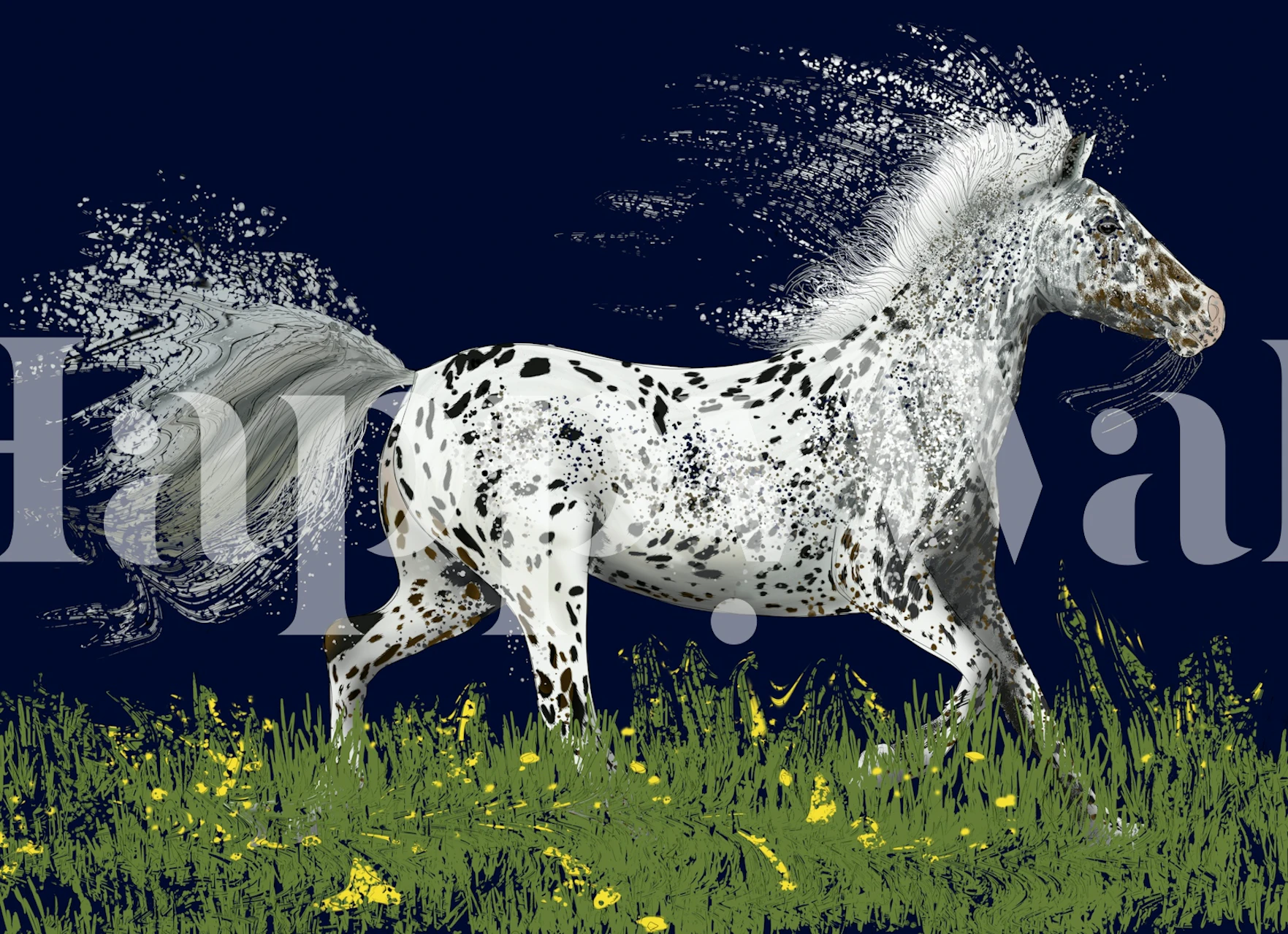 Painterly Horse wallpaper in a room