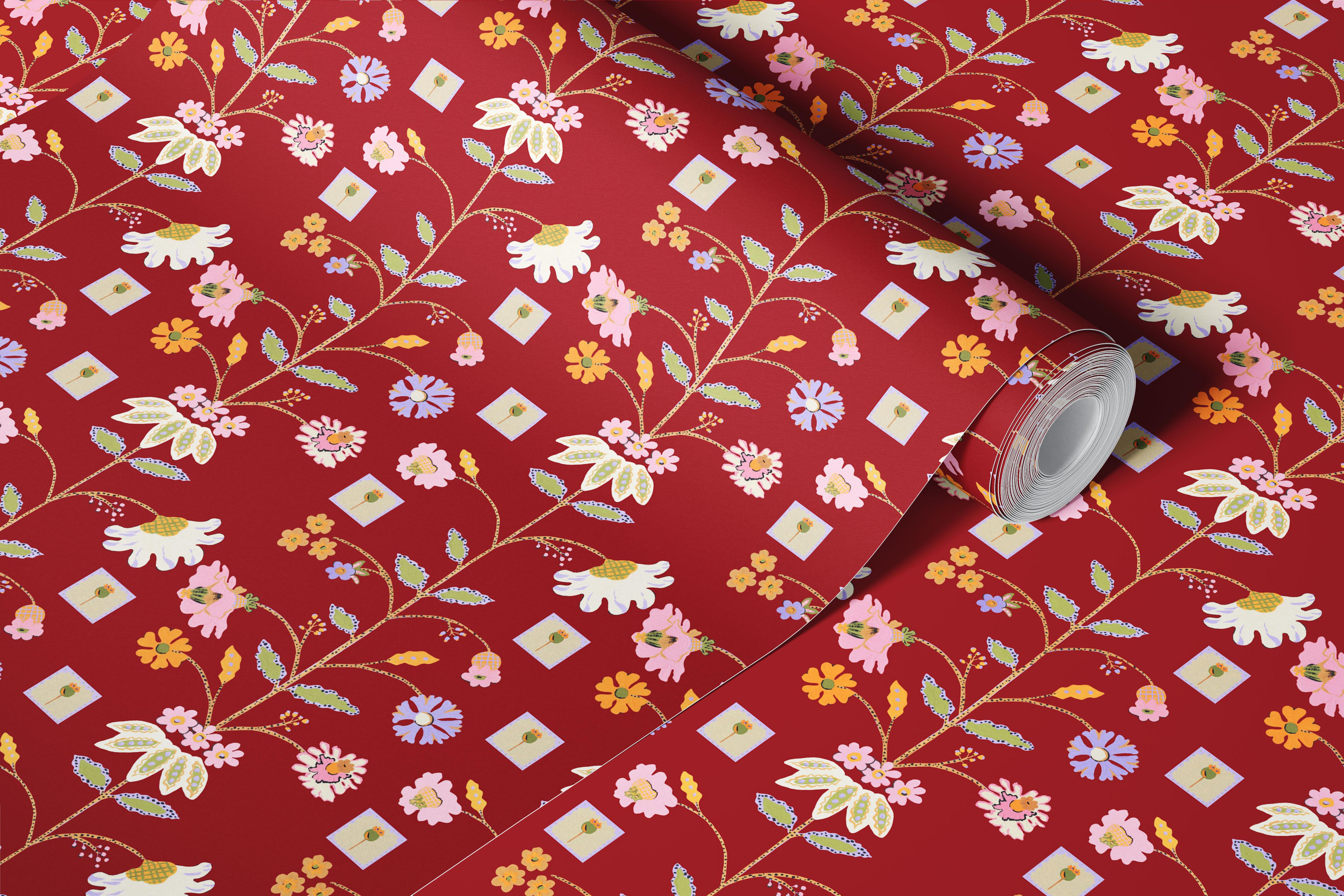 Vibrant Arts and Crafts wallpaper in a room