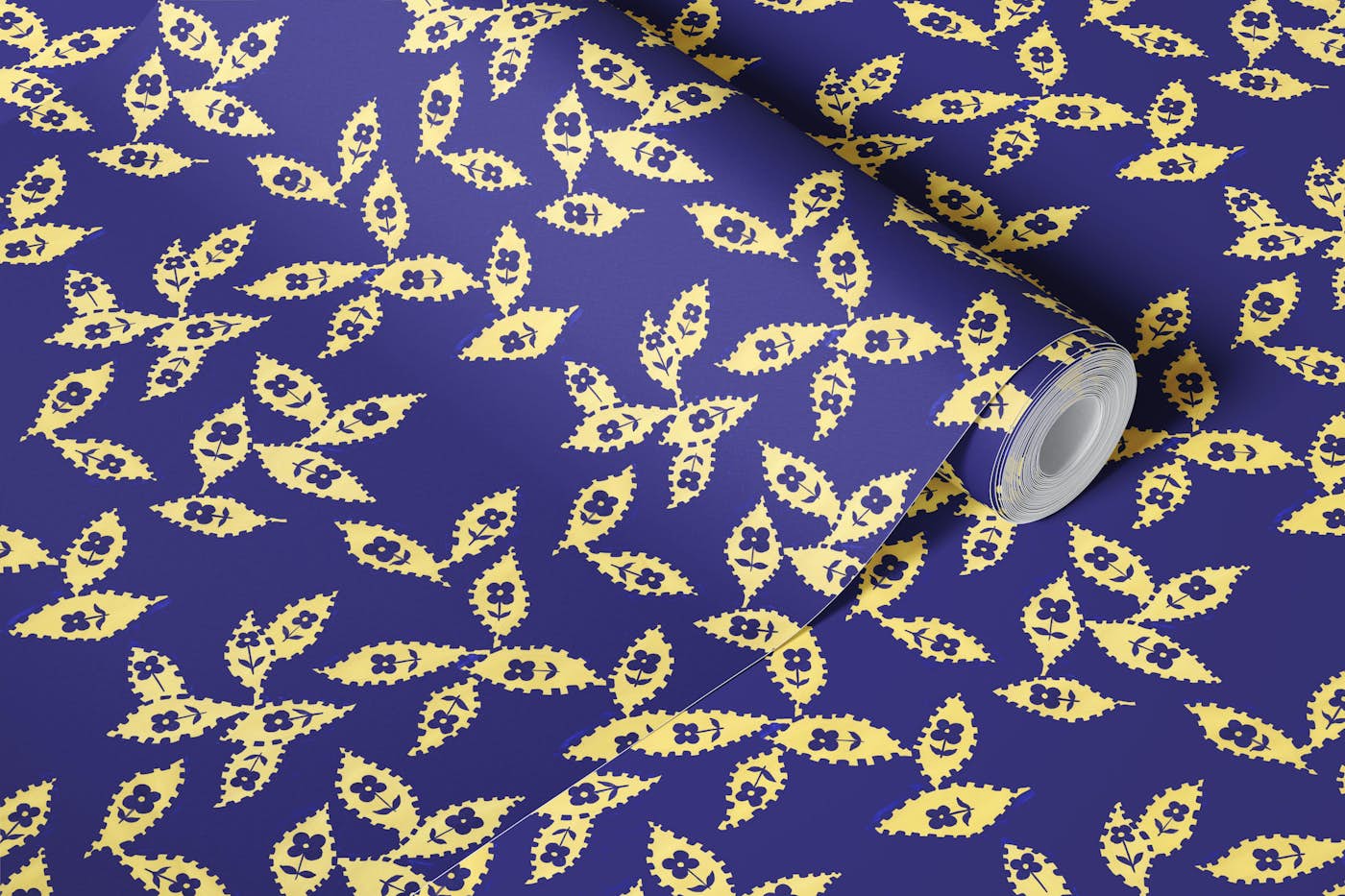 Flowers on Leaves wallpaper roll