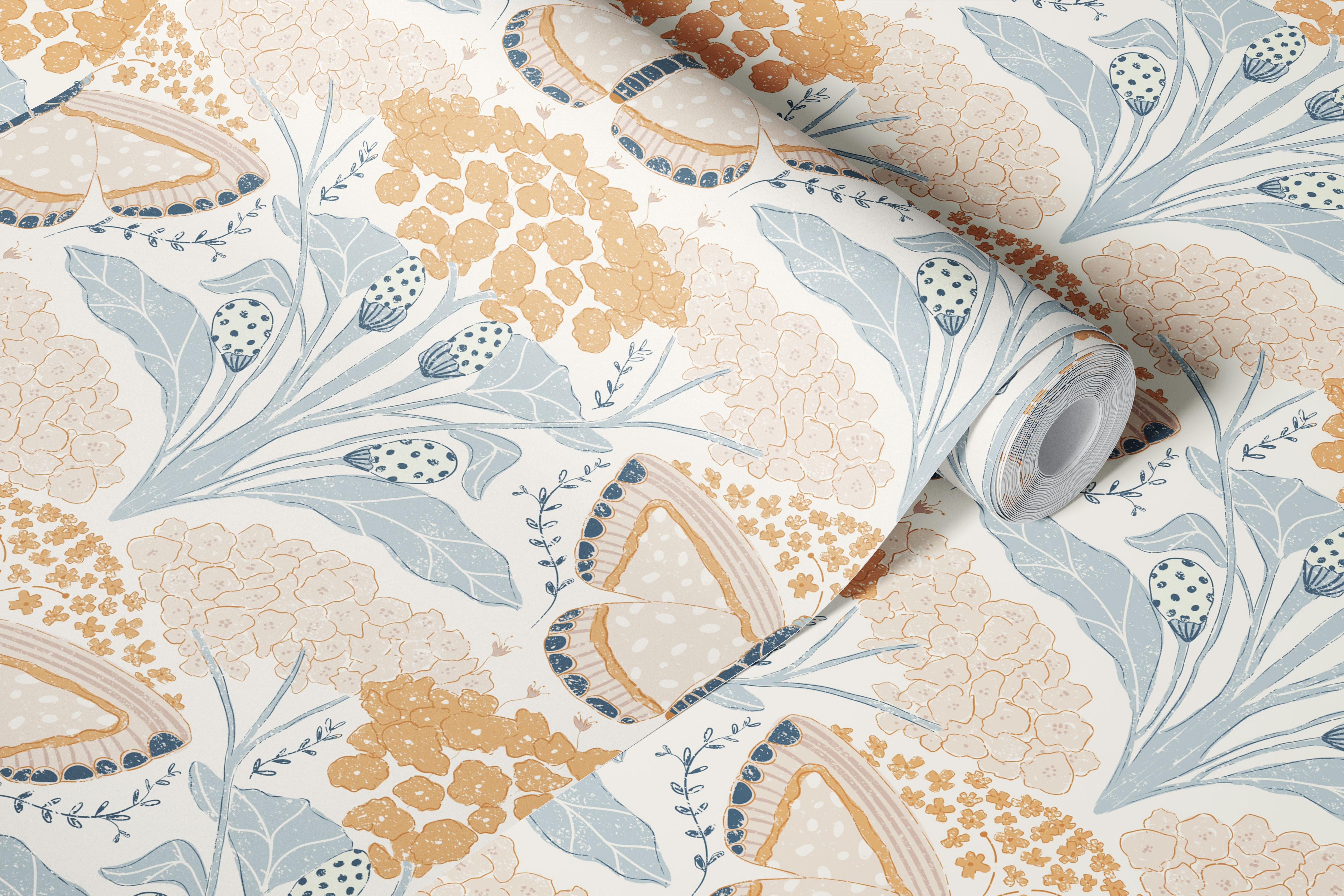 Boho Butterfly Meadow-behang in een kamer