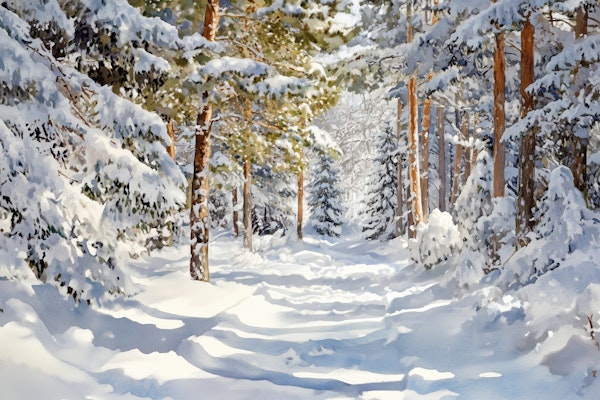 Serene Winter Pine Woods